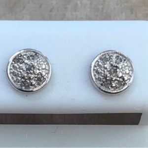 New! .925 Sterling Silver Genuine Diamond Stud Earrings